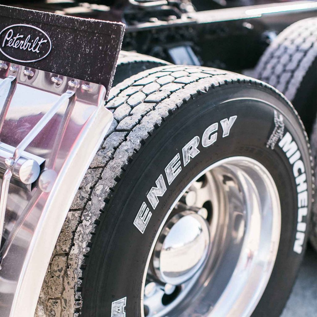Michelin tire on Peterbilt truck